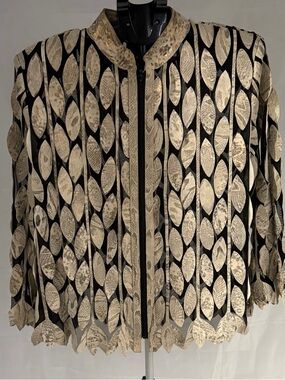 Natto Rare Gold Metallic Black Mesh Braided Leather Sheer Lightweight Jacket